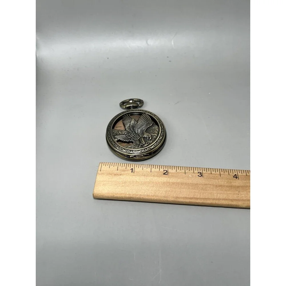 Bronze Eagle Pocket Watch Quartz Antique Style Fob Chain Mens Vintage Steampunk